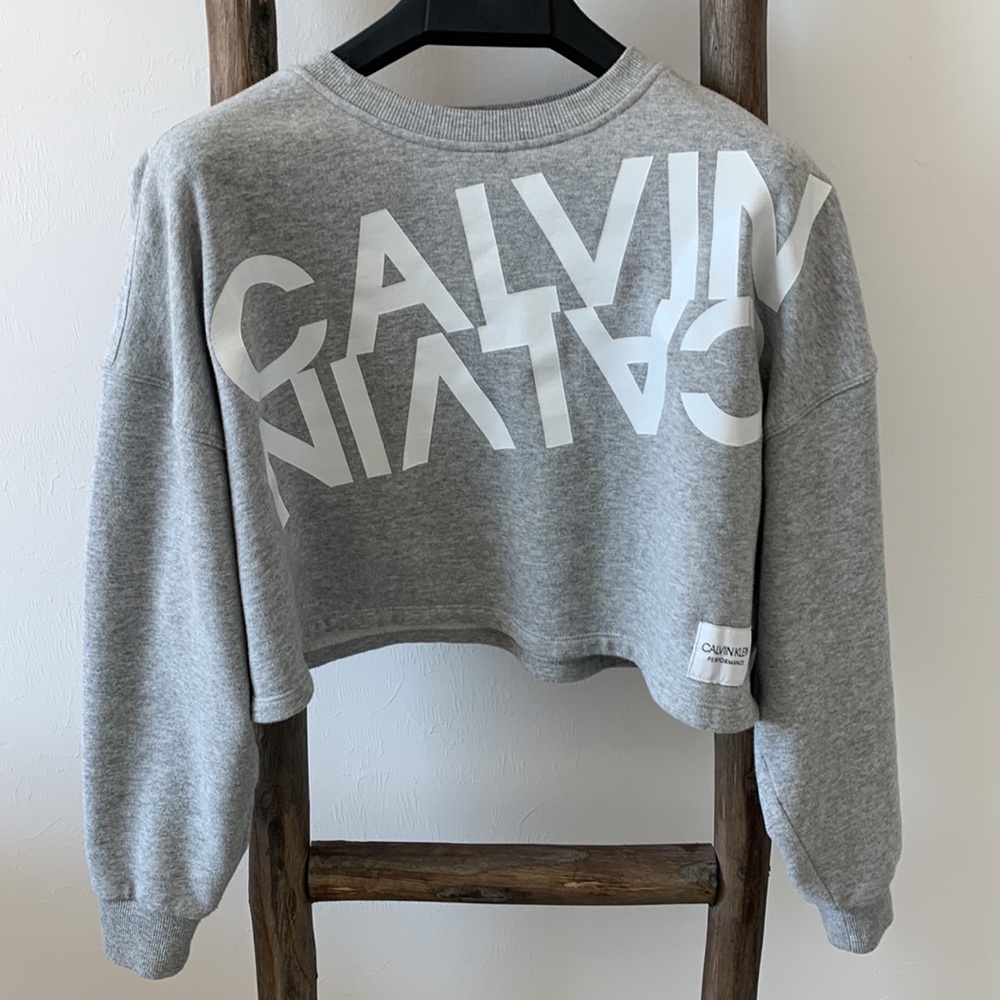 Calvin Klein Performance Sweatshirt Sweater Gray Cropped / Size XS